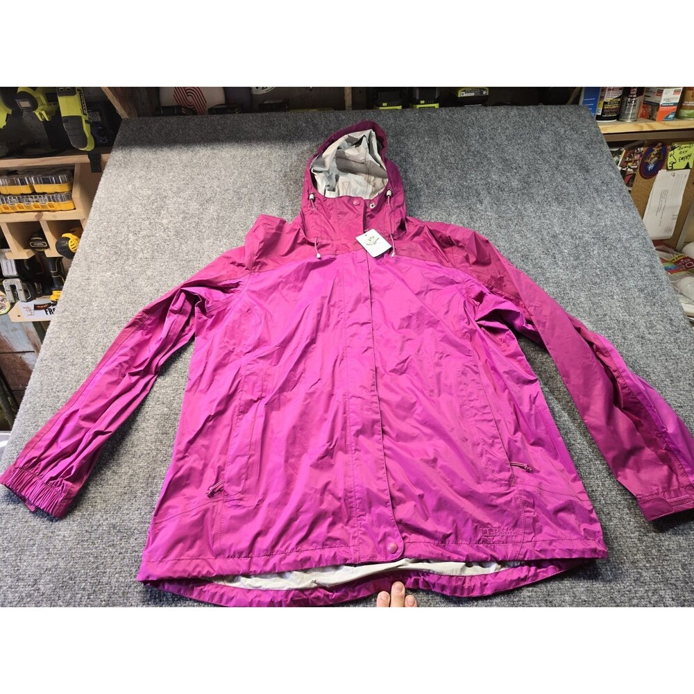 NEW LL Bean Tek Hooded Shell Jacket Woman’s Pink XL Regular Rain Jacket NWT